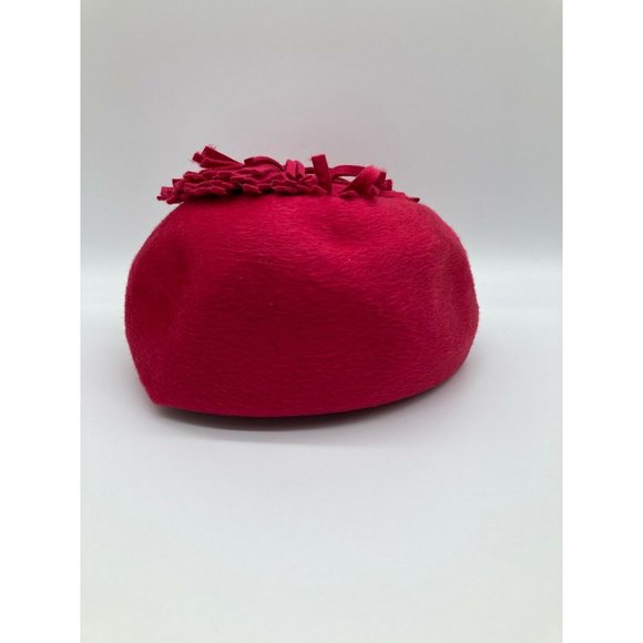 Vintage Marche' Exclusive Women's  Fuschia Pink Felt Tassels Brigitte Hat - Picture 1 of 4